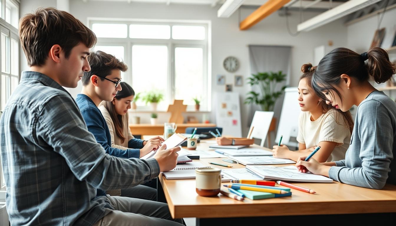 Student using a study guide to organize academic notes